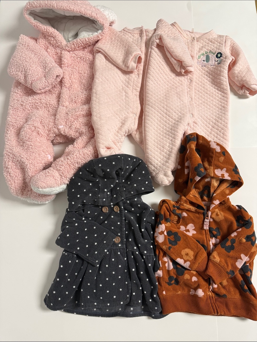 Baby Girl Winter Bundle Lot Carter's Baby
Gear Hooded Fleece Sweaters Pram 3-6M.